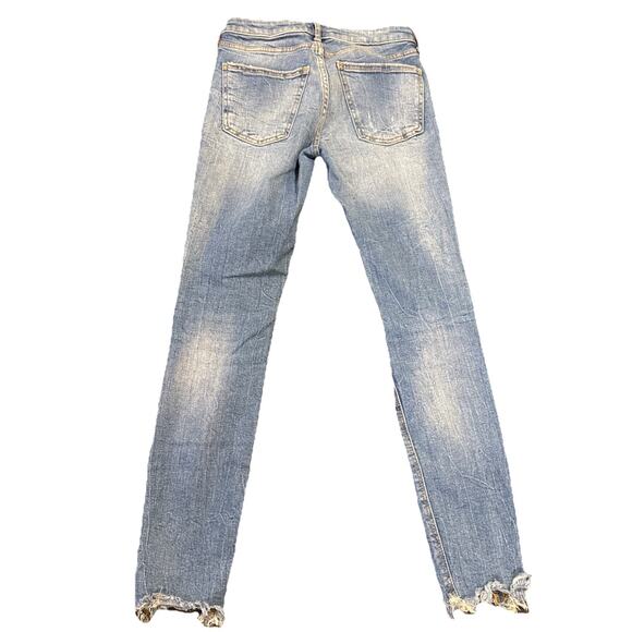 Zara Woman Premium Denim Women's Skinny Jeans Distressed Raw Hem Lt Wash Size 2 - Picture 14 of 16
